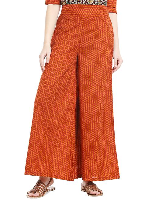 rust dots cotton printed palazzo - 15017332 - Very Small Image - 1