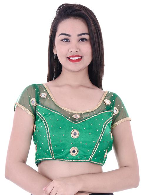 green dupion embroidered blouse - 15025236 - Very Small Image - 1