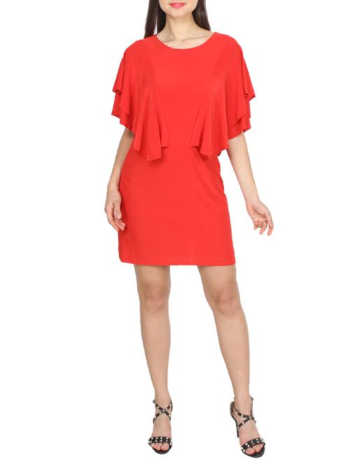 cation red cotton blend shift dress - 15026318 - Very Small Image - 1