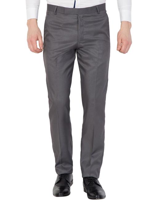 grey cotton flat front formal trouser - 15026948 - Very Small Image - 1