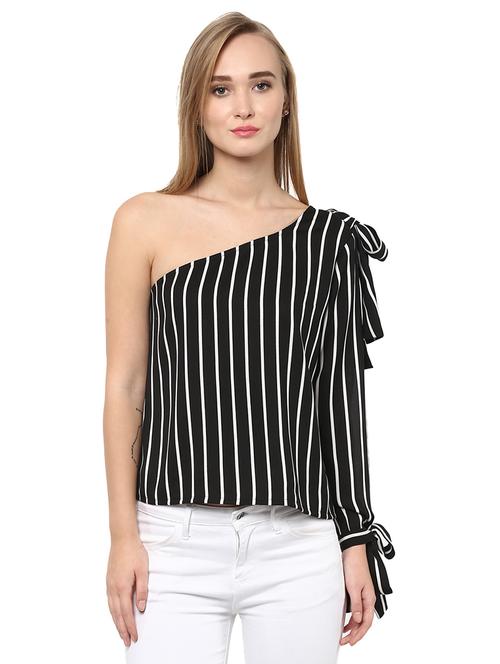 striped single shoulder top - 15029745 - Very Small Image - 1