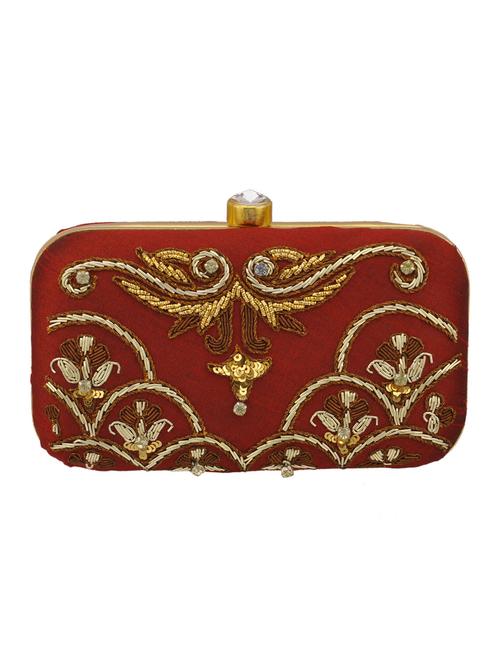maroon polyester box clutch - 15037482 - Very Small Image - 1