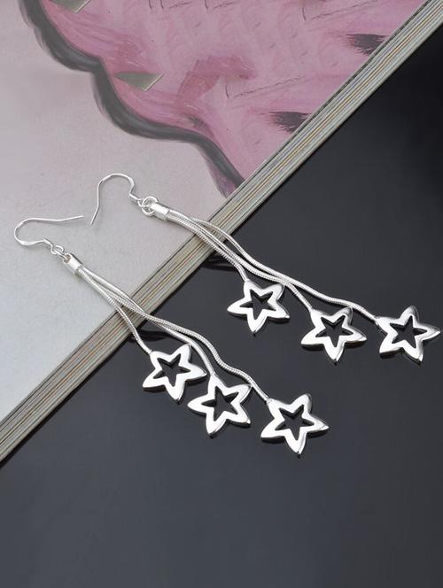 silver metal drop earrings - 15041250 - Very Small Image - 1