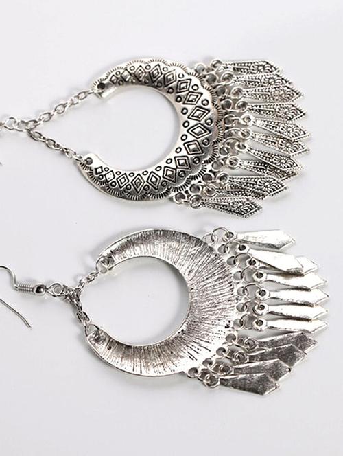 silver metal drop earrings - 15041271 - Very Small Image - 1