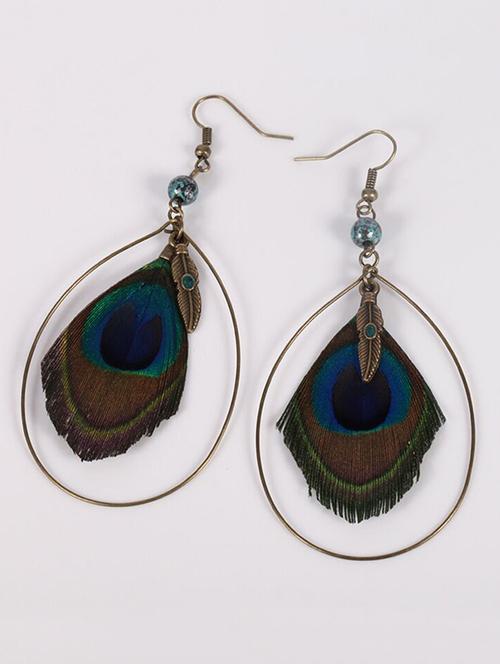 gold metal drop earrings - 15041293 - Very Small Image - 1