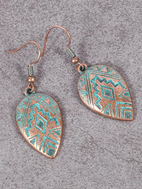 copper metal drop earrings - 15041301 - Very Small Image - 1