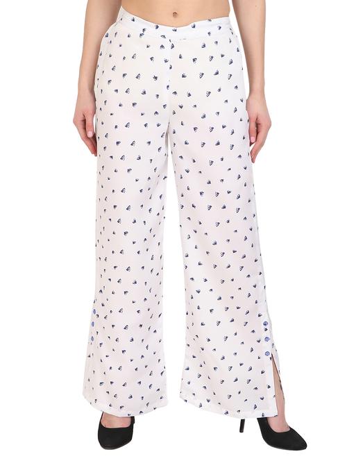 white printed crepe palazzo - 15046798 - Very Small Image - 1