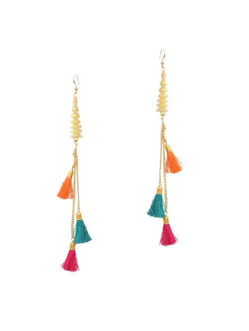 gold metal drop earrings - 15047523 - Very Small Image - 1