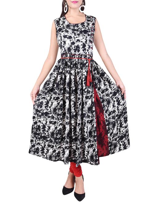 black rayon flared kurta - 15048407 - Very Small Image - 1