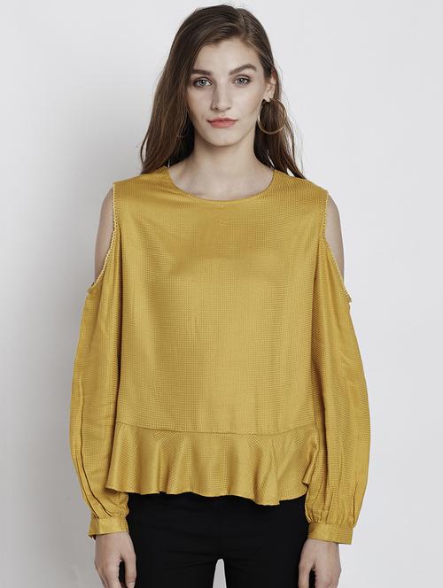 ruffled hem cold shoulder top - 15071443 - Very Small Image - 1