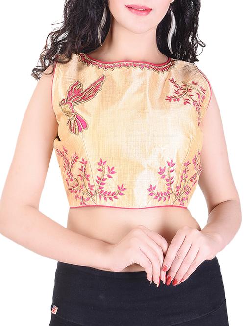 gold silk embroidered blouse - 15073997 - Very Small Image - 1