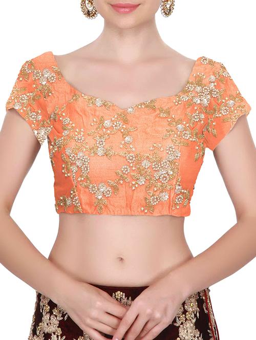 orange raw silk embroidered blouse - 15078551 - Very Small Image - 1