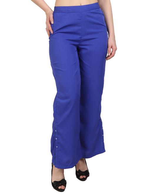 solid blue crepe palazzo - 15083533 - Very Small Image - 1