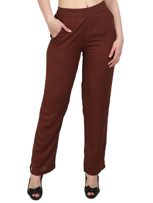 brown rayon palazzo - 15083548 - Very Small Image - 1