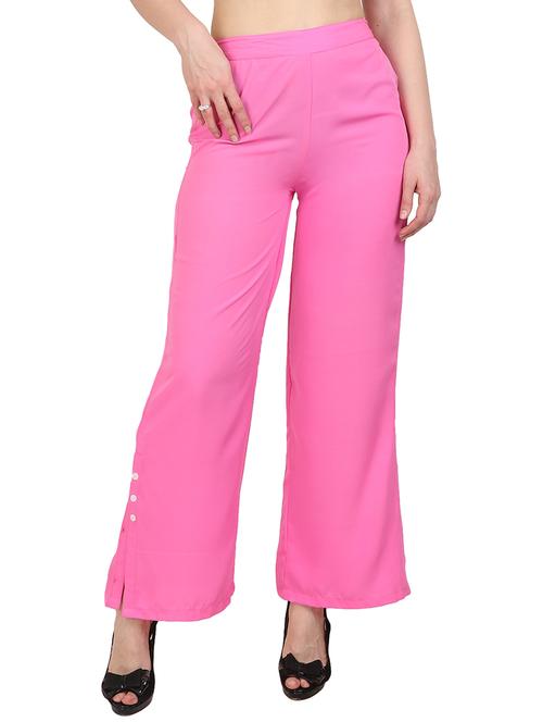 pink crepe palazzos - 15083554 - Very Small Image - 1