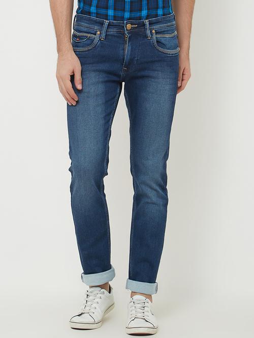 blue cotton washed jeans - 15084236 - Very Small Image - 1