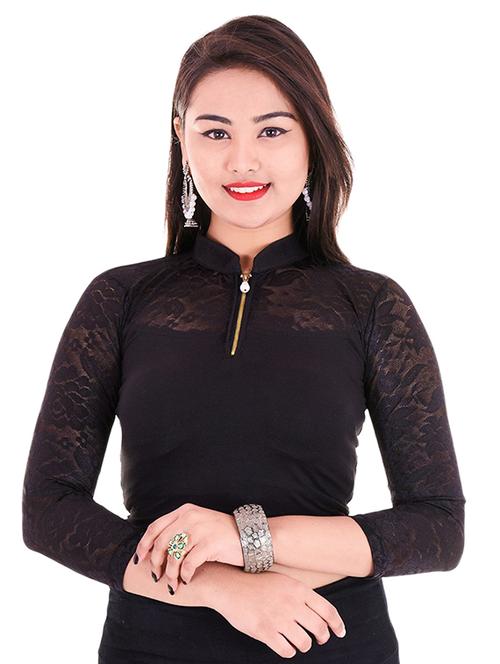black solid blouse - 15084790 - Very Small Image - 1