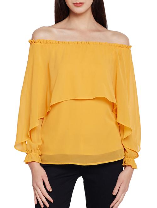 frilled off shoulder overlay top - 15091032 - Very Small Image - 1