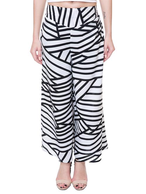 white printed flared palazzo - 15096050 - Very Small Image - 1