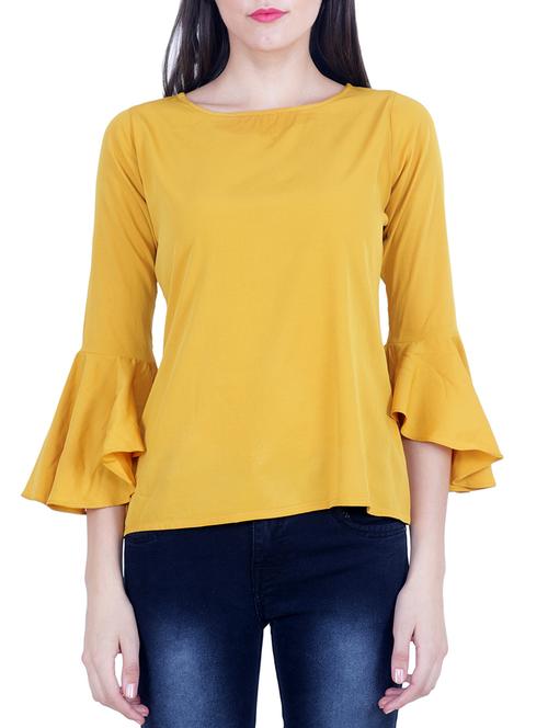 yellow solid crepe top - 15105001 - Very Small Image - 1