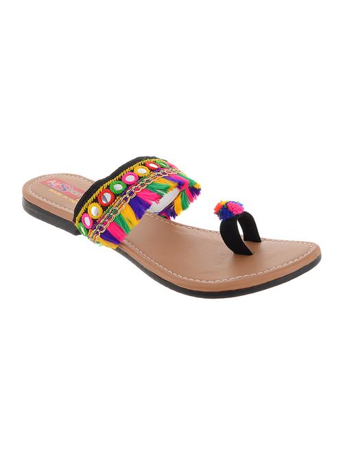 multi colored one toe kolhapuri - 15105641 - Very Small Image - 1