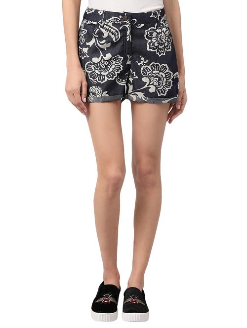black denim printed shorts - 15120136 - Very Small Image - 1