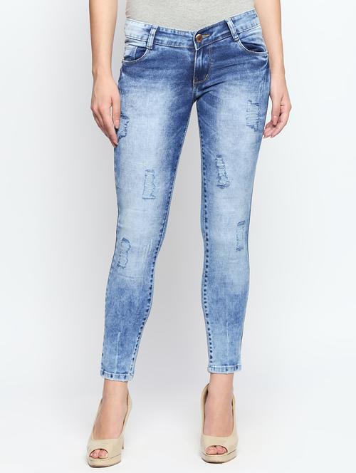 blue denim distressed jeans - 15175407 - Very Small Image - 1