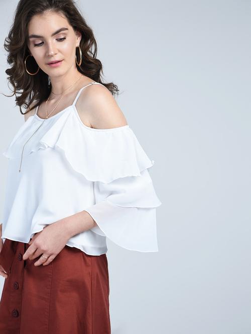 Cold shoulder bell sleeve top - 15176992 - Very Small Image - 1