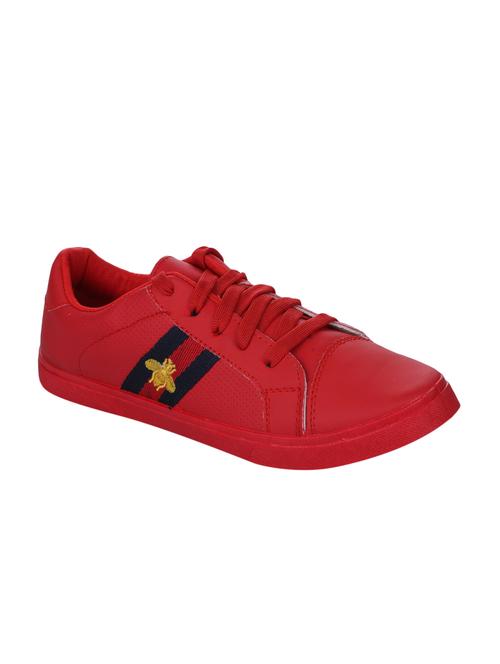 red leatherette lace up sneaker - 15180162 - Very Small Image - 1