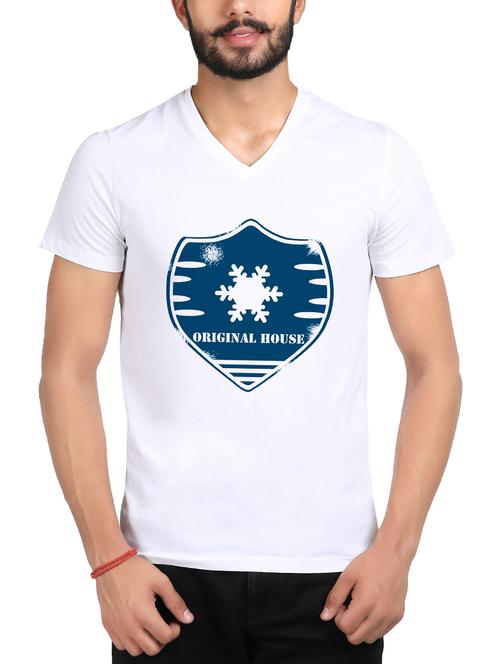 white cotton chest print tshirt - 15181058 - Very Small Image - 1