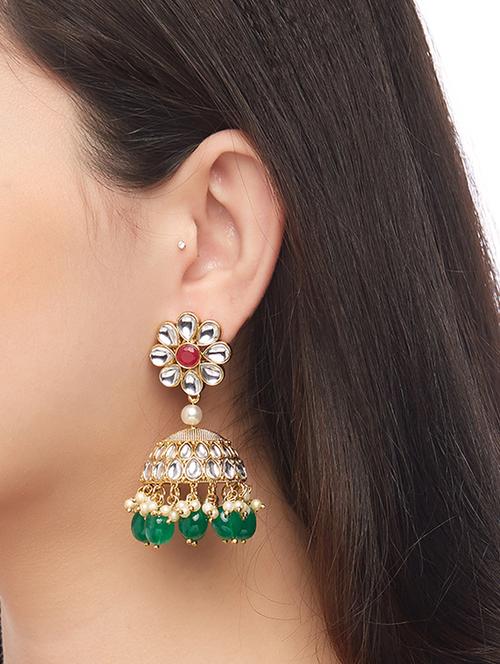 kundan earrings - 15195150 - Very Small Image - 1