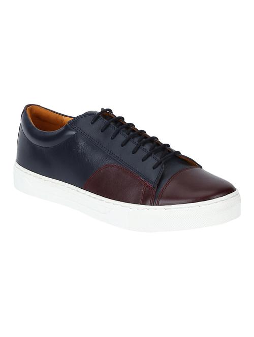 blue leather lace up sneaker - 15195873 - Very Small Image - 1