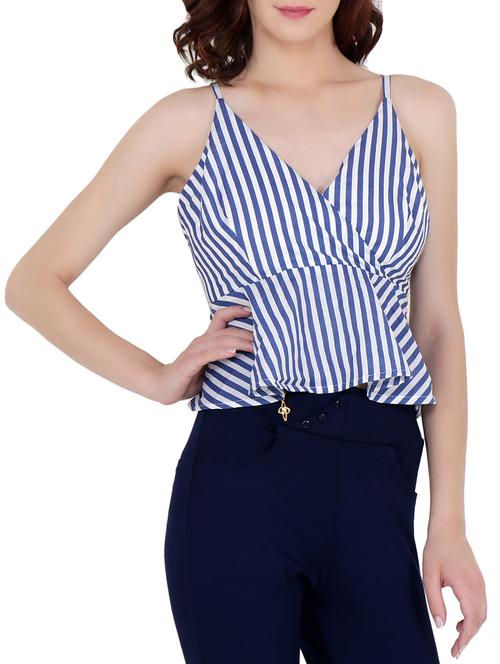 navy blue striped cotton top - 15198381 - Very Small Image - 1