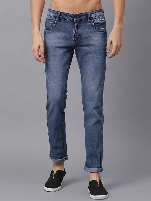 blue cotton washed jeans - 15201102 - Very Small Image - 1