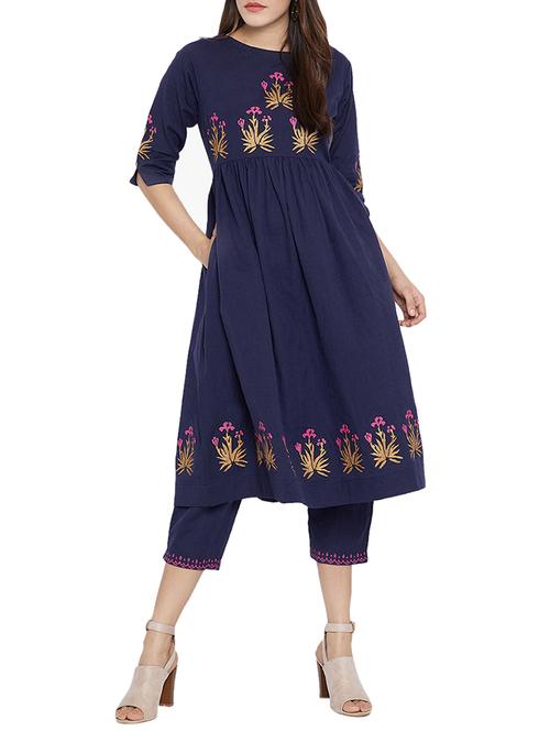 block print kurta and pant set - 15207798 - Very Small Image - 1