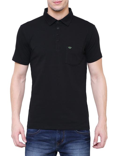 black cotton polo t-shirt - 15227705 - Very Small Image - 1