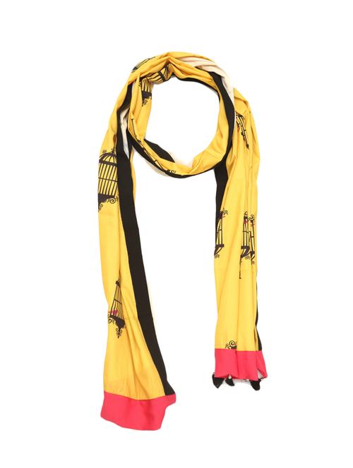 printed yellow crepe stole - 15236855 - Very Small Image - 1
