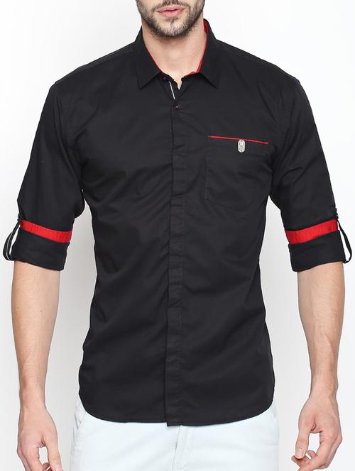 black cotton casual shirt - 15239545 - Very Small Image - 1