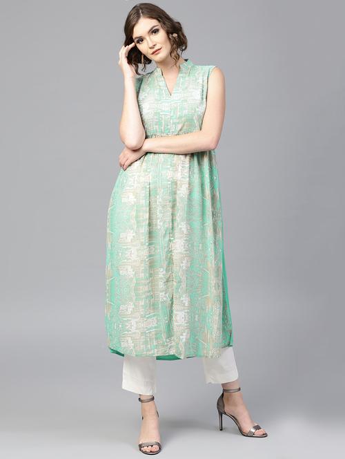 printed flared kurta - 15242564 - Very Small Image - 1