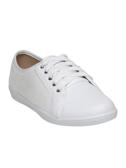 white faux leather laceup sneakers - 15243557 - Very Small Image - 1