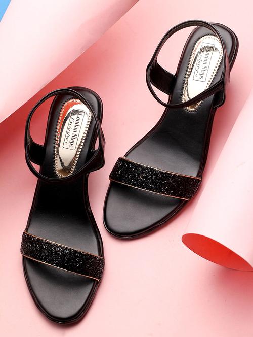 black faux leather back strap sandals - 15249508 - Very Small Image - 1