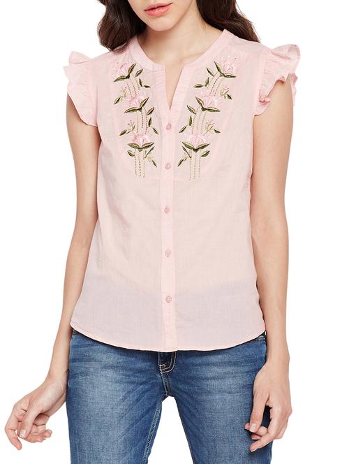 pink embroidered cotton shirt - 15260778 - Very Small Image - 1