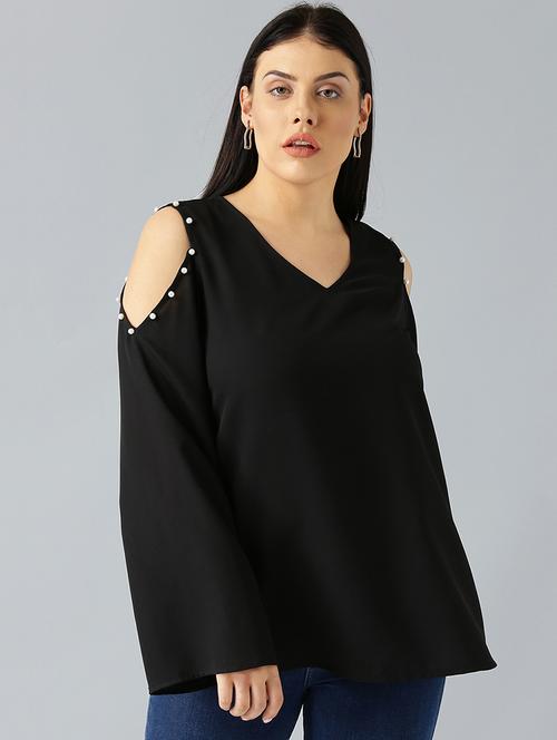 pearl embellished cold shoulder top - 15270209 - Very Small Image - 1