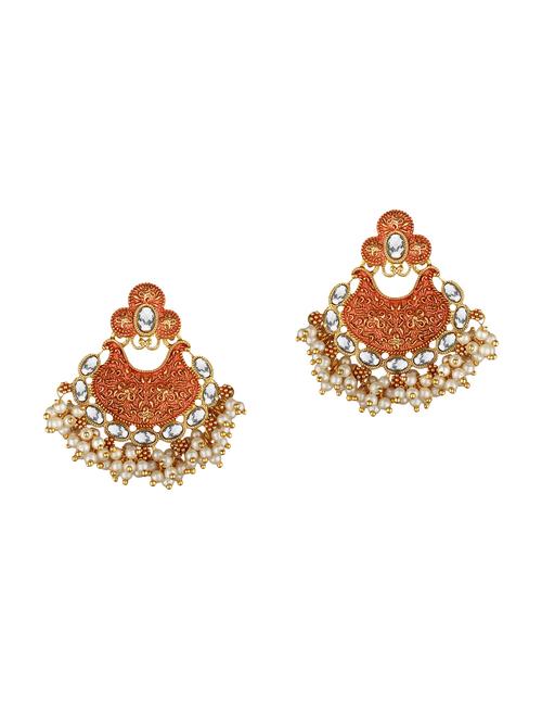 gold metal drop earring - 15363217 - Very Small Image - 1