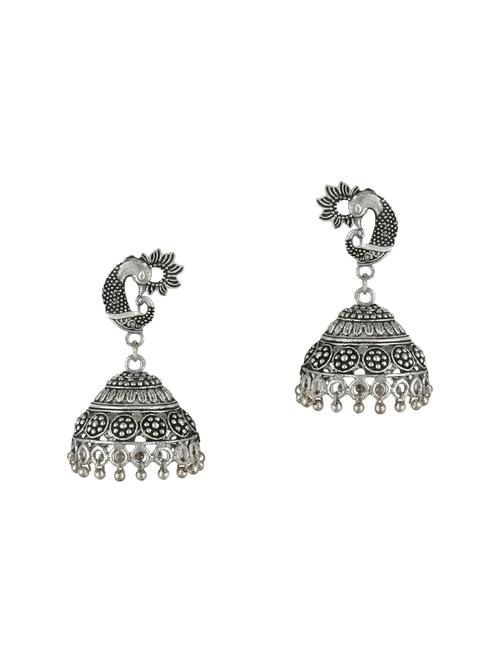 silver metal jhumka earring - 15363228 - Very Small Image - 1
