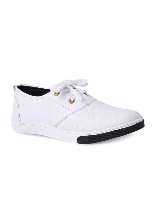 white leatherette lace up sneaker - 15363930 - Very Small Image - 1