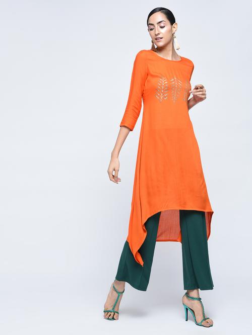 asymmetric block printed kurta - 15397981 - Very Small Image - 1