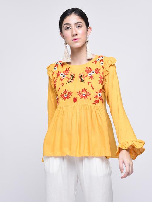 women's peplum round neck top - 15399075 - Very Small Image - 1