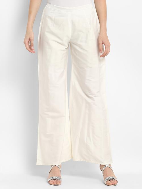 white pure silk flared palazzo - 15406142 - Very Small Image - 1