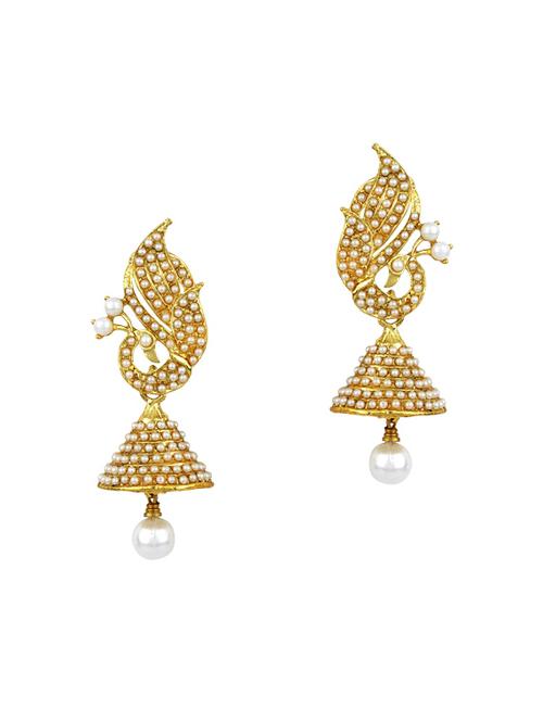 gold tone pearl inspired earrings - 15413301 - Very Small Image - 1